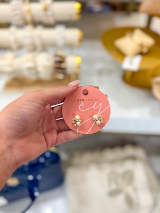 Estate Pearl & Shine Stud Earrings