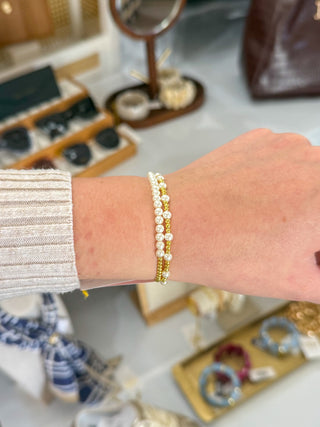 Pearls & Gold Set of 2 Stretch Bracelets