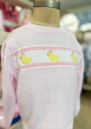 Pink Duck Knit Lightweight Knit Sweater