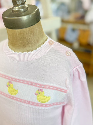 Pink Duck Knit Lightweight Knit Sweater