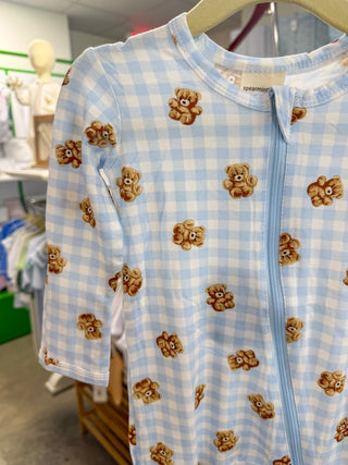 Blue Teddy Picinic 2-Way Zip Footie