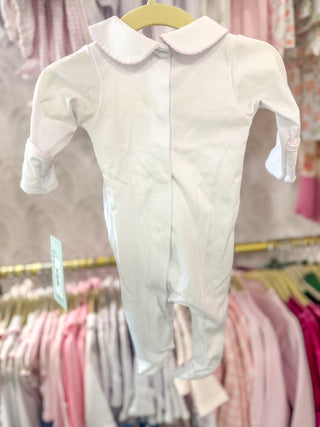 White Pink Grace Smocked Footie
