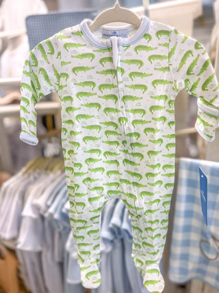 Bayou Baby Print Zip Footie