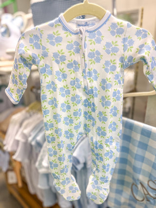 Printed Dreamy Hydrangeas Zip Footie