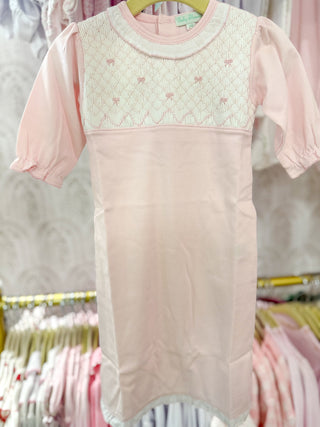 Pink Smocked Bows Daygown