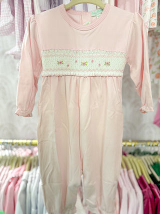 Pink Pima Cotton Smocked Romper