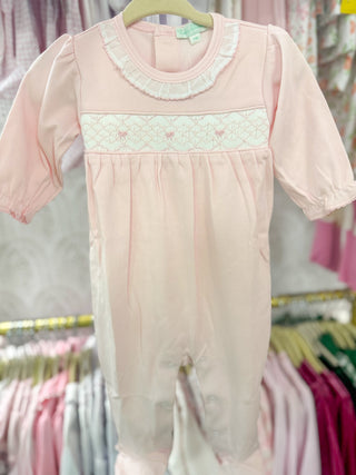 Hand Smocked Bows Pima Cotton Footie