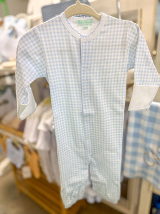 Pima Cotton Baby Blue Checks Converter Gown