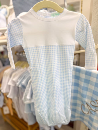 Blue Checks Baby Boy Gown