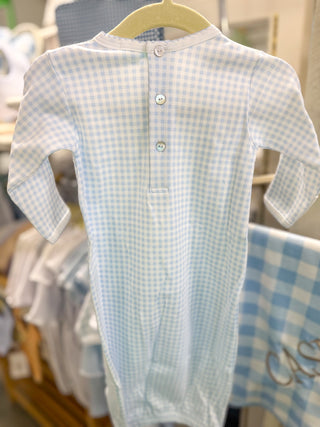 Blue Checks Baby Boy Gown