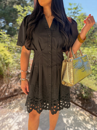 Black Millie Cutwork Mini Dress
