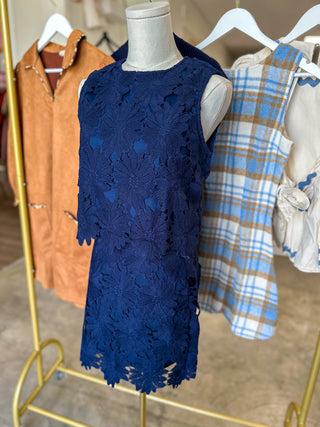 Navy Daisy Days Lace Skirt Set