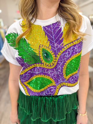 The Carnival Queen Sequin Mask Top