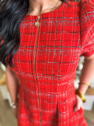 The Red Sweet Society Tweed Mini Dress