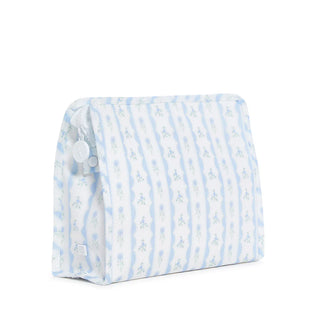 Ribbon Floral Blue Large Roadie Zip Pouch