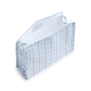 Ribbon Floral Blue Large Roadie Zip Pouch
