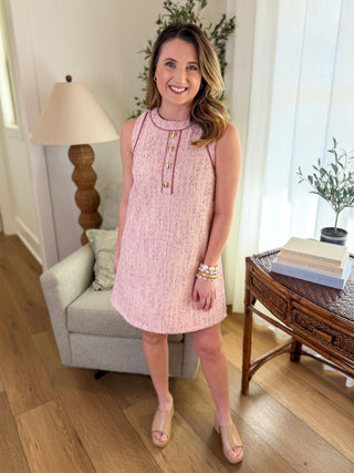 A Touch of Romance Soft Pink Tweed Mini Dress - Everyday EDEN Boutique & Gifts