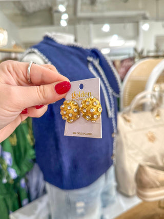 Alice 18K Gold Plated Circle W/ Clear Crystals Earrings - Everyday EDEN Boutique & Gifts