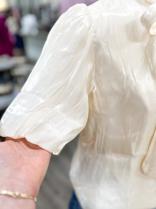 Apricot Scarlett Satin Bow Top - Everyday EDEN Boutique & Gifts