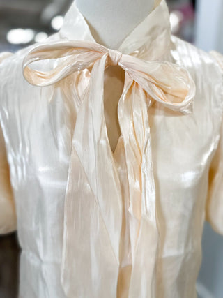 Apricot Scarlett Satin Bow Top - Everyday EDEN Boutique & Gifts