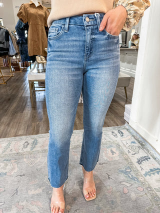 Arabella High Rise Medium Wash Kick Flare Jeans - Vervet - Everyday EDEN Boutique & Gifts