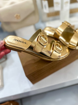 Arina Gold Double Buckle Sandal - Everyday EDEN Boutique & Gifts