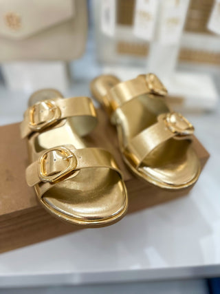 Arina Gold Double Buckle Sandal - Everyday EDEN Boutique & Gifts