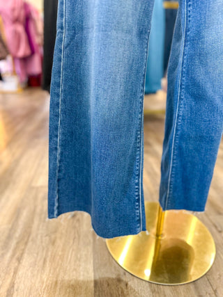 Ashley Medium Denim Wide Leg Flare Crop Jeans - Everyday EDEN Boutique & Gifts