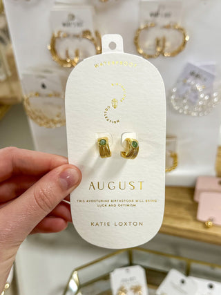 August Aventurine Birthstone Hoop Earrings - Everyday EDEN Boutique & Gifts