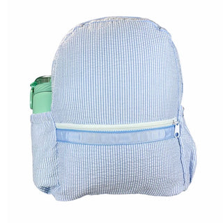 Baby Blue Seersucker Medium Backpack - Everyday EDEN Boutique & Gifts