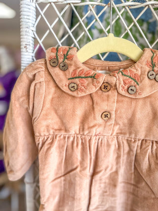 Beige Floral Embroidered Collar Romper - Everyday EDEN Boutique & Gifts