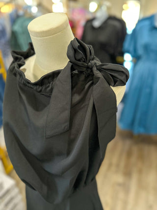 Black All Dressed Up Tie Neck Mini Dress - Everyday EDEN Boutique & Gifts