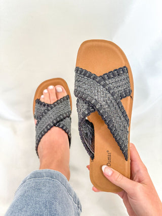 Black Caliso Criss Cross Raffia Sandal - Pierre Dumas - Everyday EDEN Boutique & Gifts