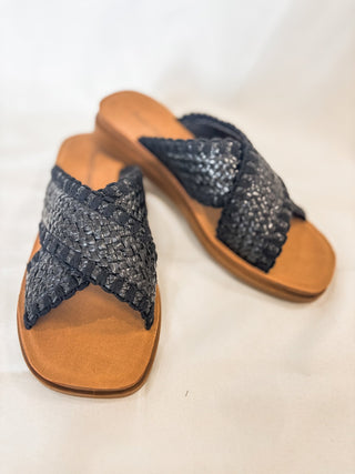 Black Caliso Criss Cross Raffia Sandal - Pierre Dumas - Everyday EDEN Boutique & Gifts