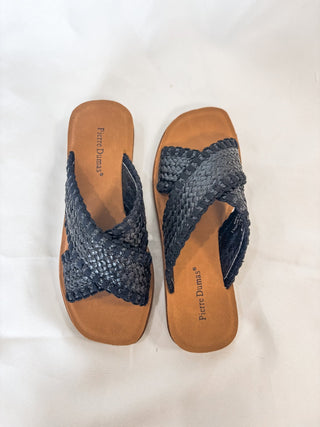 Black Caliso Criss Cross Raffia Sandal - Pierre Dumas - Everyday EDEN Boutique & Gifts