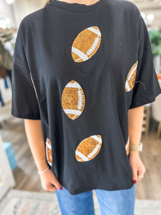 Black Dazzling Football Top - Everyday EDEN Boutique & Gifts