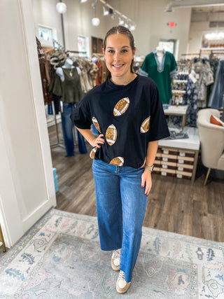 Black Dazzling Football Top - Everyday EDEN Boutique & Gifts