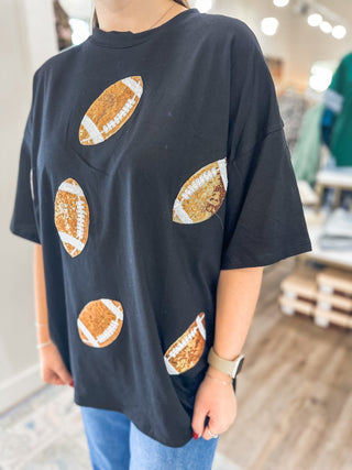 Black Dazzling Football Top - Everyday EDEN Boutique & Gifts