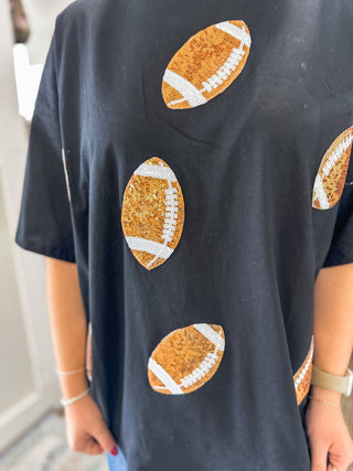 Black Dazzling Football Top - Everyday EDEN Boutique & Gifts