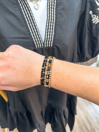 Black & Gold Set of Stretch Bracelet Set - Everyday EDEN Boutique & Gifts