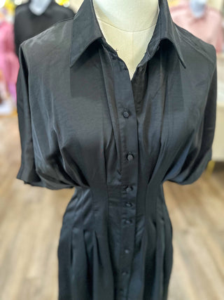 Black Gracefully Yours Button Midi Dress - Everyday EDEN Boutique & Gifts