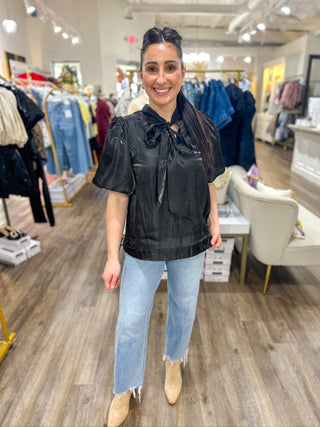 Black Scarlett Satin Bow Top - Everyday EDEN Boutique & Gifts