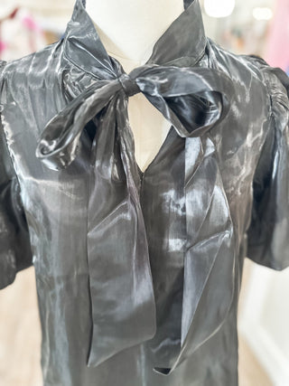 Black Scarlett Satin Bow Top - Everyday EDEN Boutique & Gifts
