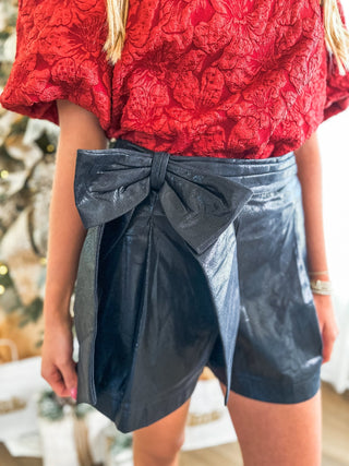 Black Tinsel & Treasures Ribbon Tie Metallic Shorts - Everyday EDEN Boutique & Gifts