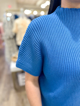 Blue Always Yours Mock Neck Oversized Pullover - Everyday EDEN Boutique & Gifts