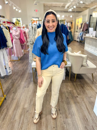 Blue Always Yours Mock Neck Oversized Pullover - Everyday EDEN Boutique & Gifts