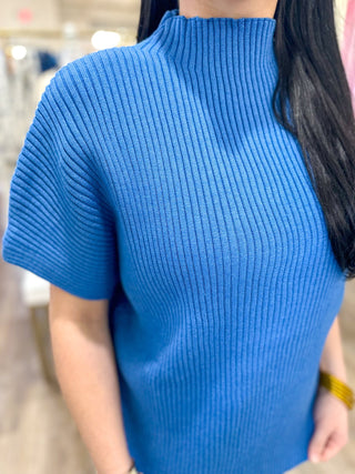 Blue Always Yours Mock Neck Oversized Pullover - Everyday EDEN Boutique & Gifts