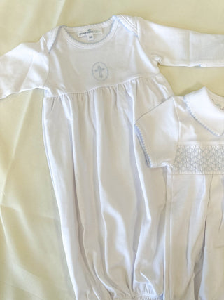 Blue Blessed Embroidered Gown - Magnolia Baby - Everyday EDEN Boutique & Gifts