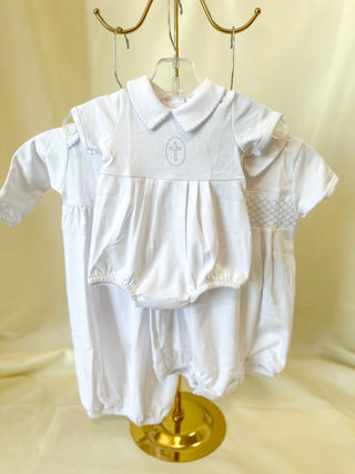 Blue Blessed Smocked Bubble - Magnolia Baby - Everyday EDEN Boutique & Gifts