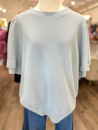 Blue Fog Go - To Knit Short Sleeve Top - Everyday EDEN Boutique & Gifts